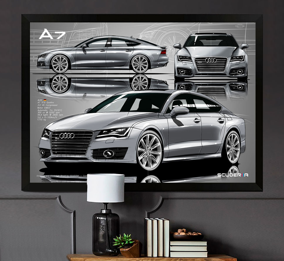QUADRO DECORATIVO AUDI A7 SPORTBACK AMBITION QUATTRO - 2011-2015 - COMPOSITION I