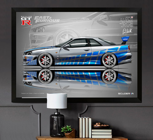 QUADRO DECORATIVO NISSAN SKYLINE GTR R34 - VELOZES E FURIOSOS