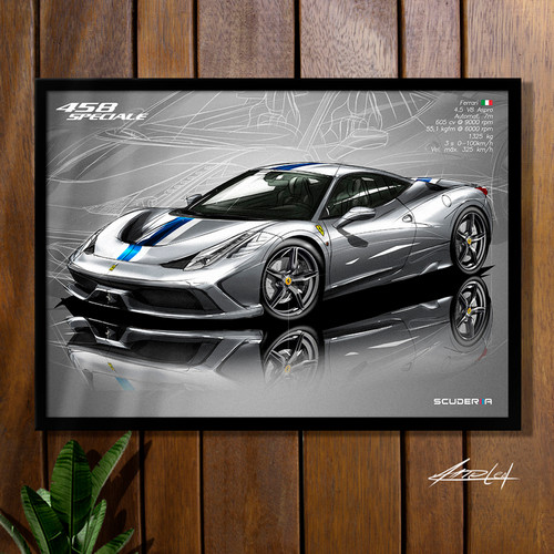 QUADRO DECORATIVO FERRARI 458 SPECIALE 4.5 V8 605cv - PERSPECTIVE