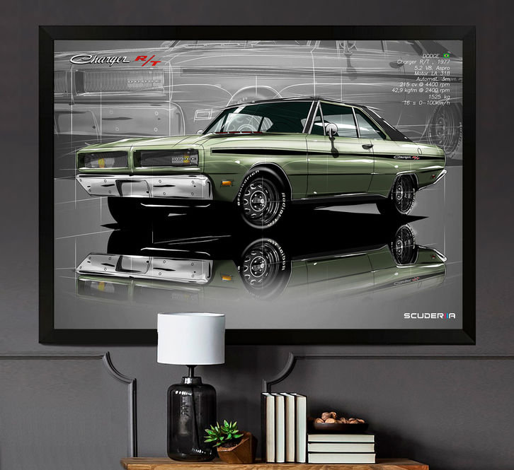 Miniatura: QUADRO DECORATIVO DODGE CHARGER RT 1975 5.2 V8 215cv - PERSPECTIVE