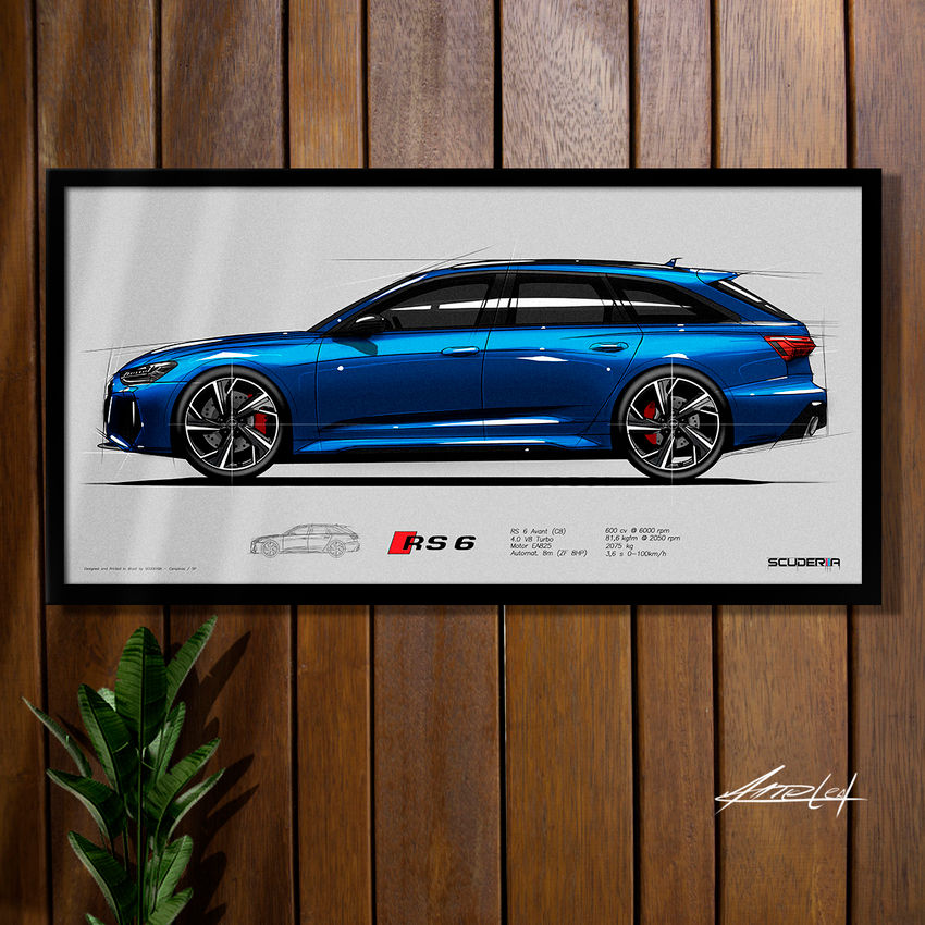 Thumbnail: QUADRO DECORATIVO AUDI RS6 AVANT GT 4.0 V8 TURBO 630 cv (C8) ARTE SCUDERIIA PARA COLECIONADOR ENTUSIASTA PRESENTE DE LUXO