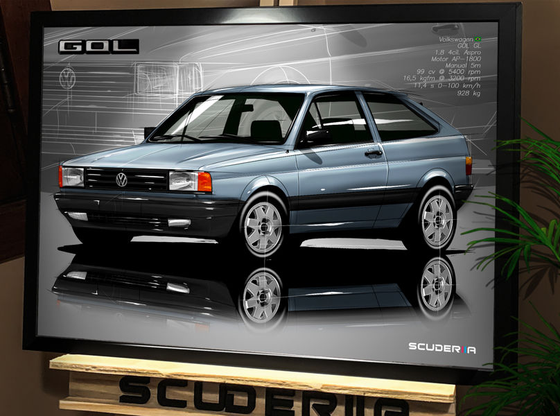 Thumbnail: QUADRO DECORATIVO VOLKSWAGEN GOL GL 1.8 AP 87-90 - PERSPECTIVE AZUL CLARO