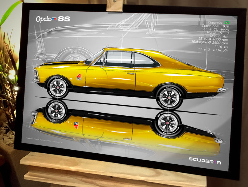 Miniatura: QUADRO DECORATIVO CHEVROLET OPALA 4SS 1976 2.5 (4 Cilindros) - SIDE STREET