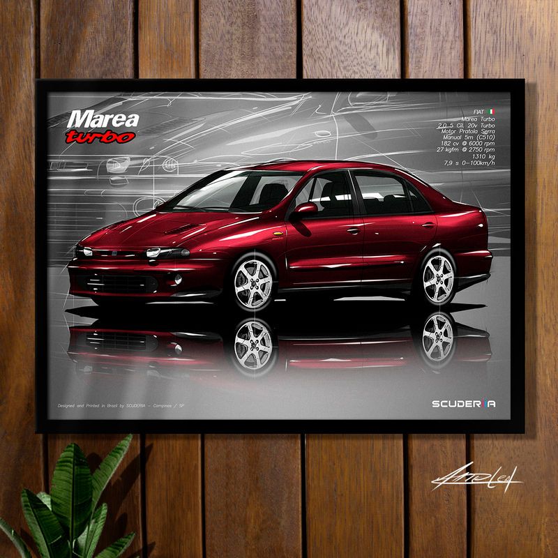 Miniatura: QUADRO DECORATIVO FIAT MAREA TURBO 2.0 20V - PERSPECTIVE POSTER ENTUSIASTA CARROS GEARHEAD PRESENTE CRIATIVO