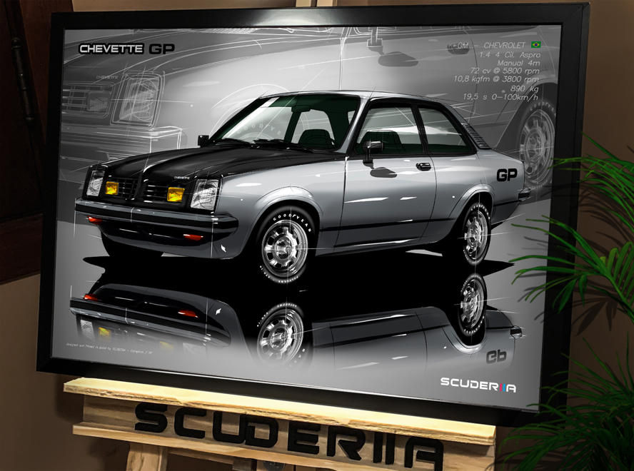 Miniatura: QUADRO POSTER CHEVROLET CHEVETTE GP COUPE 1.6 OHC (PONTIAC) - PERSEPCTIVE