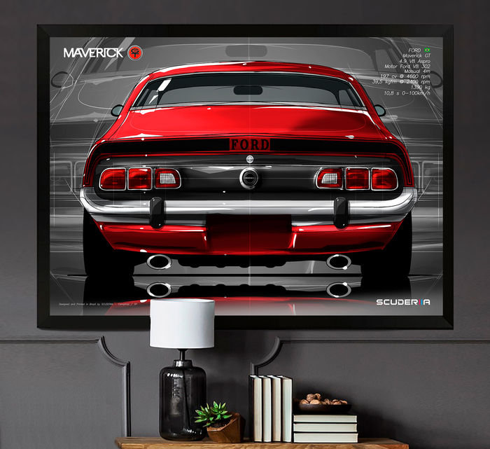 Miniatura: QUADRO DECORATIVO FORD MAVERICK GT V8 302 FASE 2 - TRASEIRA