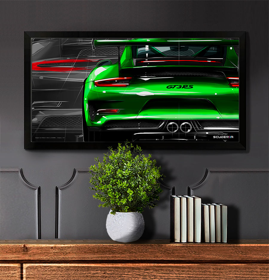 Miniatura: QUADRO DECORATIVO PORSCHE 911 GT3RS (991.2) - REAR VIEW 87x45cm GREEN