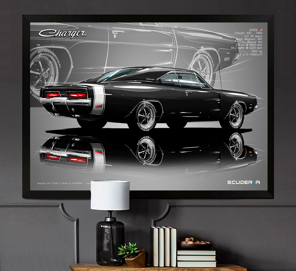 Miniatura: QUADRO DECORATIVO DODGE CHARGER 500 V8 1969/1970 - PERSPE