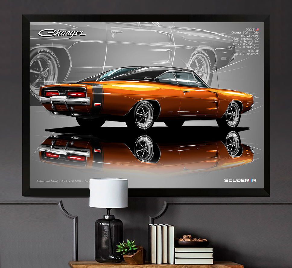 Miniatura: QUADRO DECORATIVO DODGE CHARGER 500 V8 1969/1970 - PERSPE