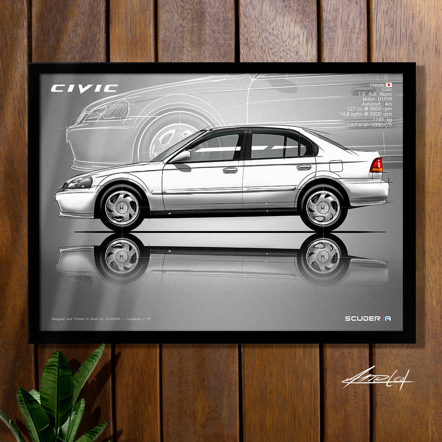 Thumbnail: QUADRO DECORATIVO HONDA CIVIC G6 1.6 1996 - 2000 - SIDE STREET POSTER CIVIC EX CIVIC LX CIVIC EK SCUDERIIA JDM