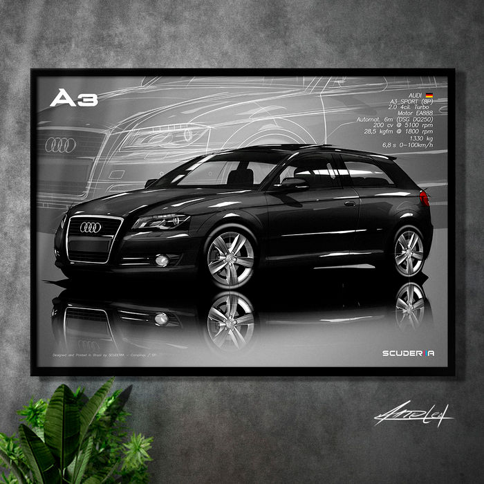 Miniatura: QUADRO DECORATIVO AUDI A3 SPORT 2.0 TURBO (8P) 2008-2010 - PERSPECTIVE