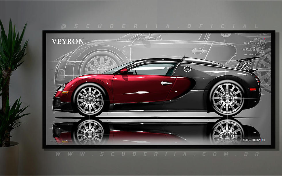Thumbnail: QUADRO DECORATIVO BUGATTI VEYRON - SIDE STREET WIDE 87cm x 45cm