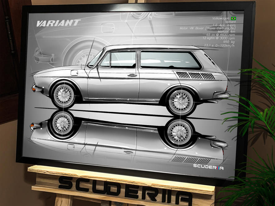 Thumbnail: QUADRO POSTER VOLKSWAGEN VARIANT 1.6 1972-1976 - SIDE STREET VW DUPLA CARBURAÇÃO BOXER 1600 AIRCOOLED