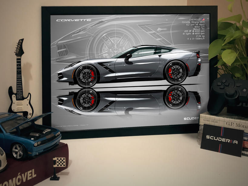 Miniatura: QUADRO DECORATIVO CHEVROLET CORVETTE STINGRAY 6.2 V8 (C7) - SIDE STREET