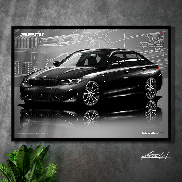 Miniatura: QUADRO DECORATIVO BMW 320i M SPORT 2.0 TURBO 184cv (G20 FACELIFT) POSTER PARA GEARHEAD ENTUSIASTAS BIMMER PRESENTE CRIATIVO