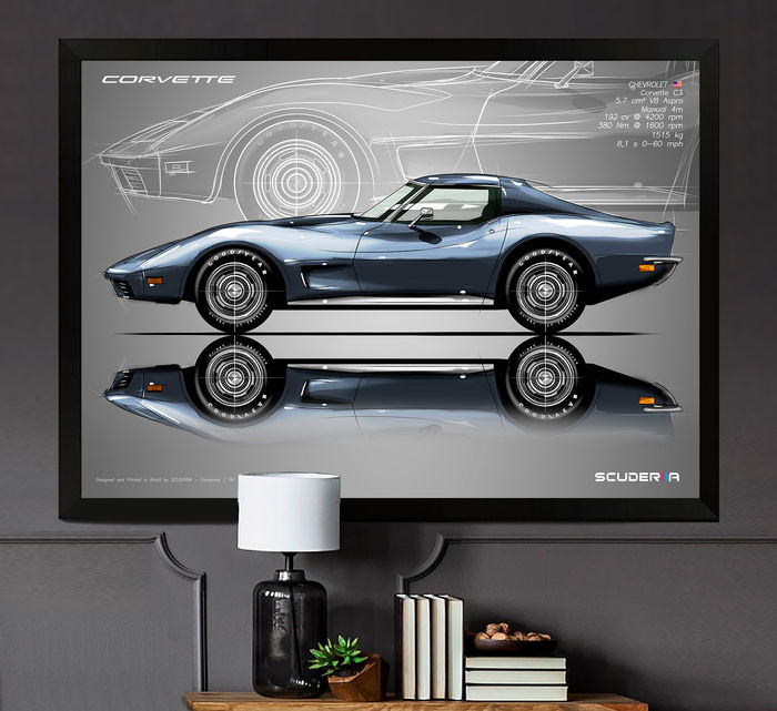 Miniatura: QUADRO DECORATIVO CHEVROLET CORVETTE C3 STINGRAY V8 5.7 - SIDE STREET