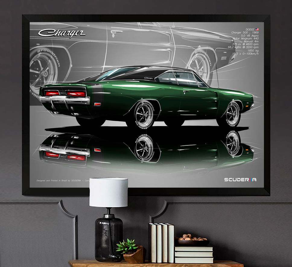 Miniatura: QUADRO DECORATIVO DODGE CHARGER 500 V8 1969/1970 - PERSPE