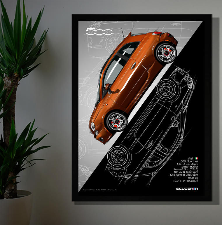 Thumbnail: QUADRO POSTER FIAT 500 SPORTAIR 1.4 MULTIAIR - GRADIENT STREET