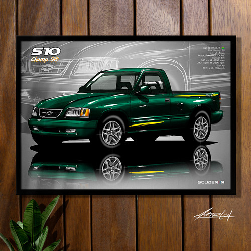 QUADRO DECORATIVO CHEVROLET S10 CHAMP 98 4.3 V6 VORTEC