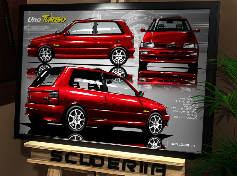 Miniatura: QUADRO DECORATIVO FIAT UNO TURBO I.E. 1.4 - COMPOSITION I