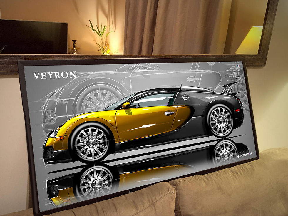 Thumbnail: QUADRO DECORATIVO BUGATTI VEYRON - SIDE STREET WIDE 87cm x 45cm