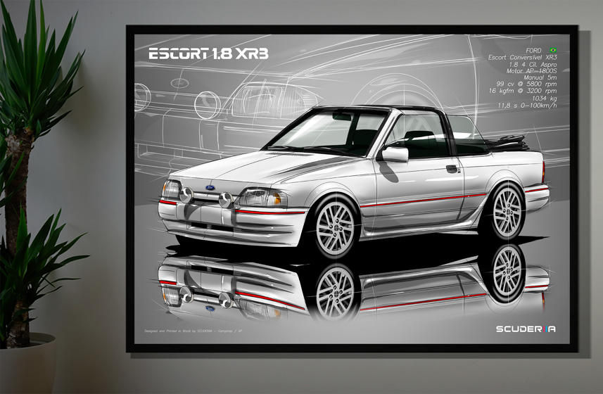 Thumbnail: QUADRO DECORATIVO FORD ESCORT XR3 CONVERSÍVEL - 1990-1992 - PERSPECTIVE