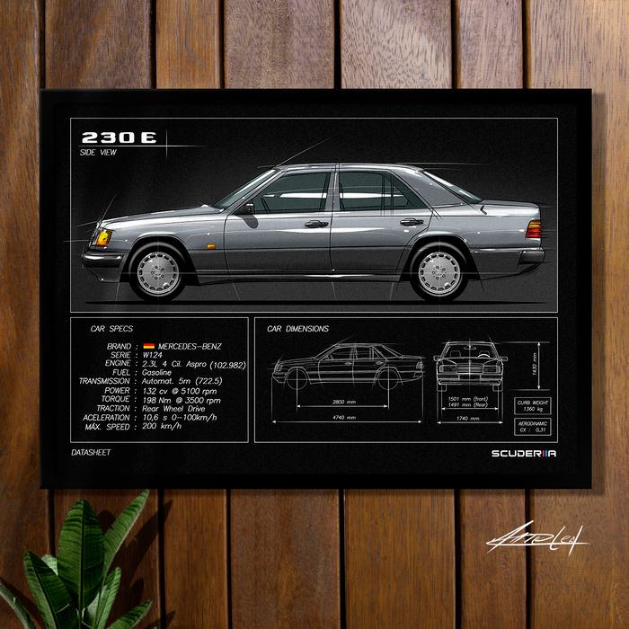 Miniatura: QUADRO DECORATIVO MERCEDES-BENZ 230E W124 - DATA SHEET