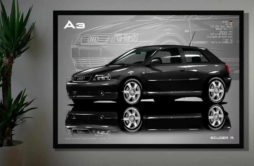 Miniatura: QUADRO DECORATIVO AUDI A3 2P 1.8 ASPIRADO (8L) - PERSPECTIVE