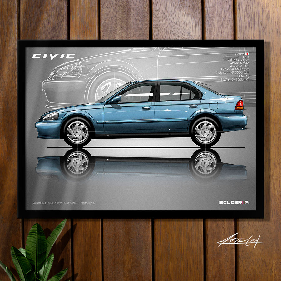 Thumbnail: QUADRO DECORATIVO HONDA CIVIC G6 1.6 1996 - 2000 - SIDE STREET POSTER CIVIC EX CIVIC LX CIVIC EK SCUDERIIA JDM