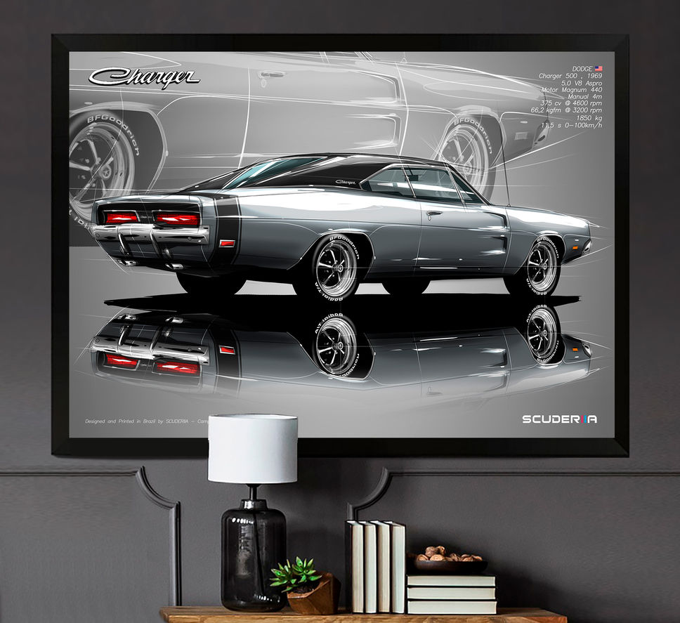Miniatura: QUADRO DECORATIVO DODGE CHARGER 500 V8 1969/1970 - PERSPE