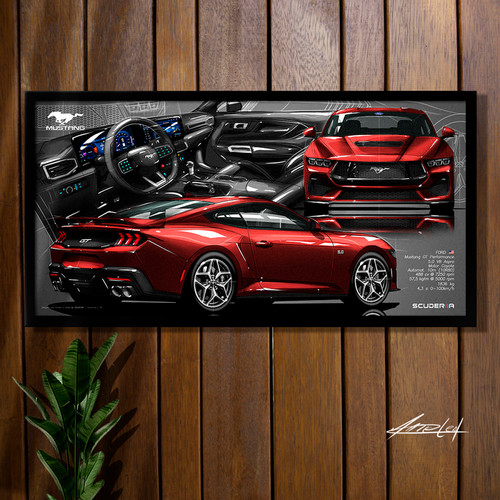QUADRO DECORATIVO FORD MUSTANG GT PERFORMANCE V8 2024+