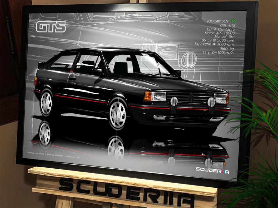 Miniatura: QUADRO DECORATIVO VOLKSWAGEN GOL GTS 1987-1990 - PERSPECTIVE SCUDERIIA VW