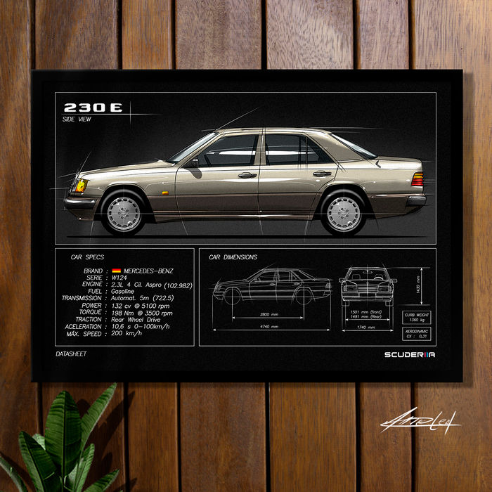 Miniatura: QUADRO DECORATIVO MERCEDES-BENZ 230E W124 - DATA SHEET