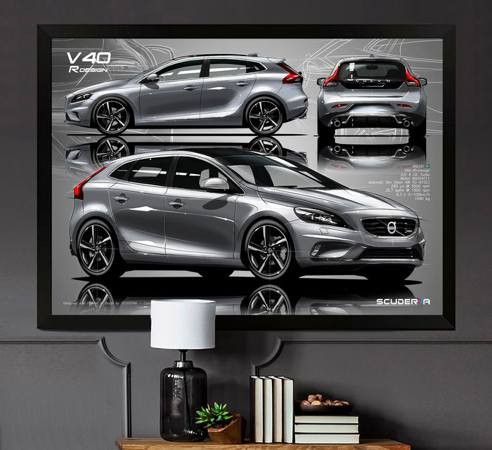 Miniatura: QUADRO DECORATIVO VOLVO V40 R DESIGN 2.0 TURBO 245cv - COMPOSITION I