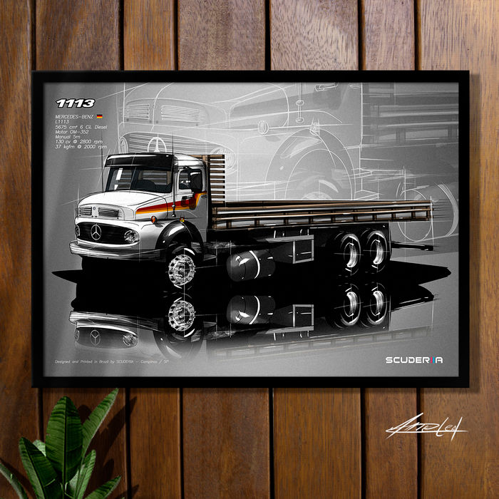 Thumbnail: QUADRO DECORATIVO MERCEDES-BENZ L1113 CARROCERIA - PERSPECTIVE CAMINHÃO ANTIGO