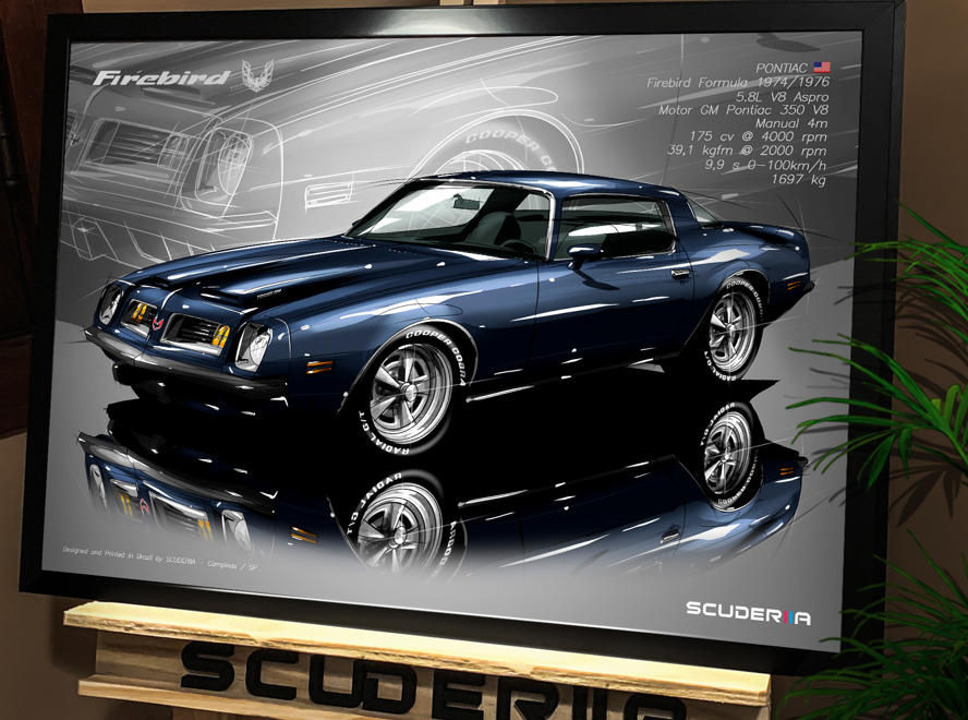 Miniatura: QUADRO POSTER PONTIAC FIREBIRD FORMULA TRANS AM CARRO V8 PERSPECTIVE