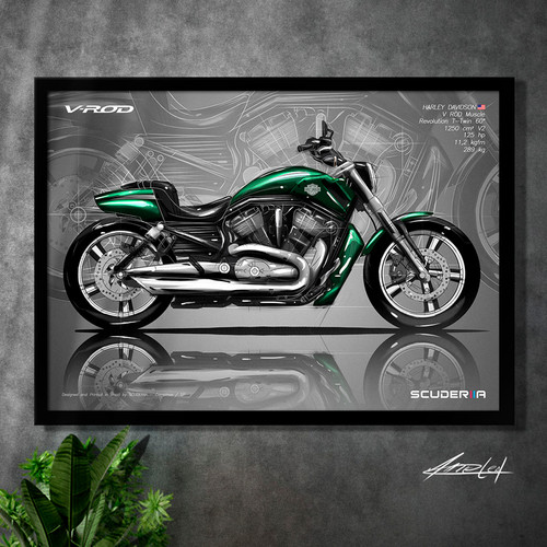 QUADRO DECORATIVO HARLEY-DAVIDSON V ROD MUSCLE - SIDE STREET