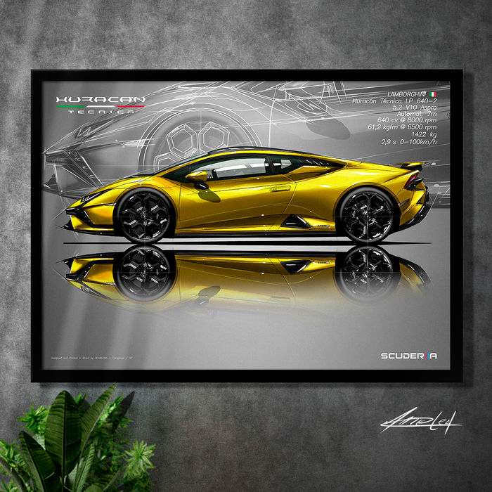 Miniatura: QUADRO DECORATIVO LAMBORGHINI HURACAN TÉCNICA LP640-2 5.2 V10 - SIDE STREET HURACAN TECNICA SIDE VIEW LATERAL