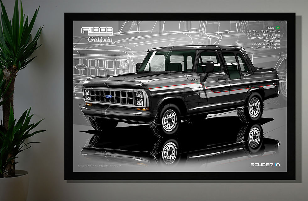 Miniatura: QUADRO POSTER DECORATIVO F1000 Cabine Dupla Galaxia (1985-1992) -PERSPECTIVE FORD TURBO 4X4 SULAMERICANA SULAM SR