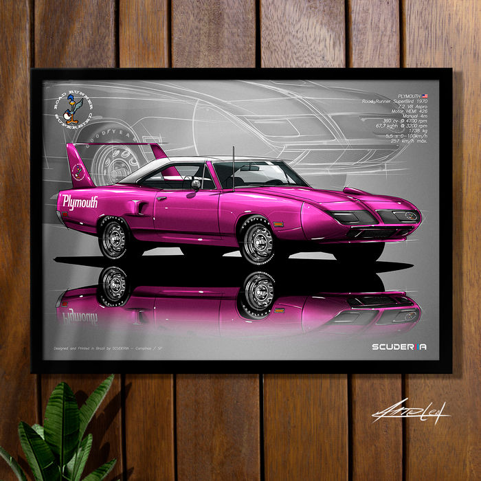 Miniatura: QUADRO DECORATIVO PLYMOUTH ROADRUNNER SUPERBIRD 1970 V8 - PERSPECTIVE MUSCLECAR