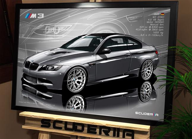 Miniatura: QUADRO DECORATIVO BMW M3 (E92) 4.0 V8 420cv - PERSPECTIVE