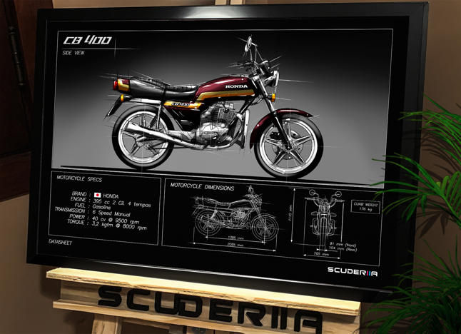 Miniatura: QUADRO DECORATIVO HONDA CB 400 1980-1985 - DATA SHEET