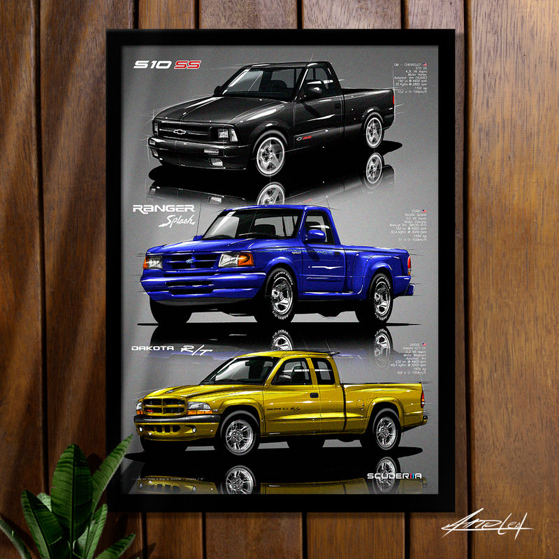 Thumbnail: QUADRO DECORATIVO ANOS 90 / SS10 / RANGER SPLASH / DAKOTA R/T  - LEGEND'S CHEVROLET FORD DODGE PICKUP'S