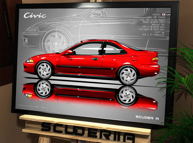 Miniatura: QUADRO DECORATIVO HONDA CIVIC COUPE 1.6 16V VTEC (EJ1) - SIDE STREET