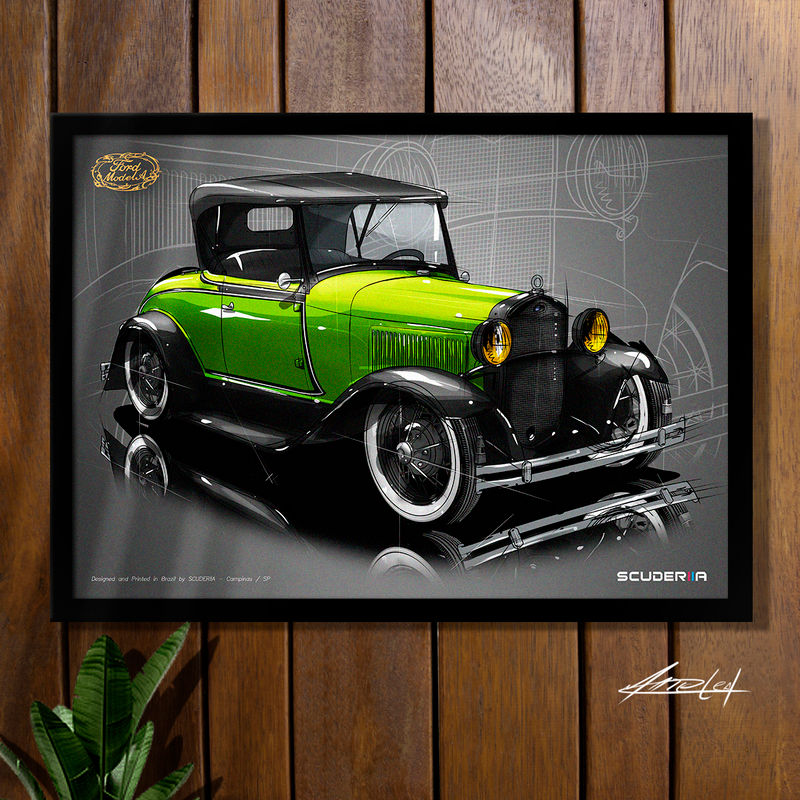 QUADRO DECORATIVO FORD ROADSTER 1929 CUSTOM by SCUDERIIA - PERSPECTIVE FORDINHO 29