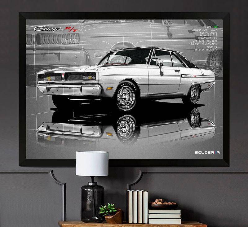 Miniatura: QUADRO DECORATIVO DODGE CHARGER RT 1977 5.2 V8 215cv - SIDE STREET