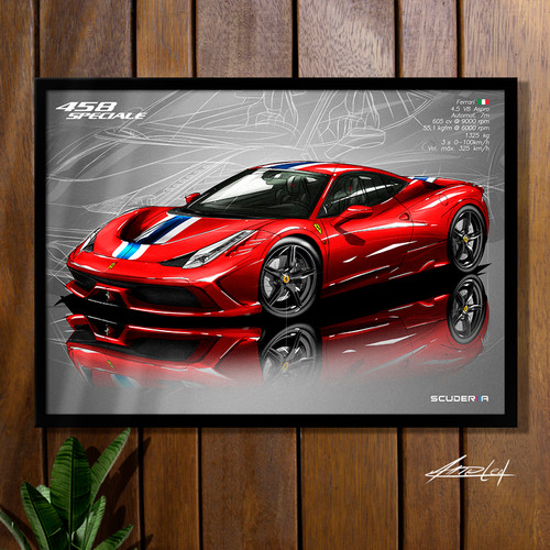 QUADRO DECORATIVO FERRARI 458 SPECIALE 4.5 V8 605cv - PERSPECTIVE
