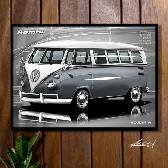 Miniatura: QUADRO DECORATIVO VOLKSWAGEN KOMBI LUXO CORUJINHA (T1) - PERSPECTIVE SAMBA BUS