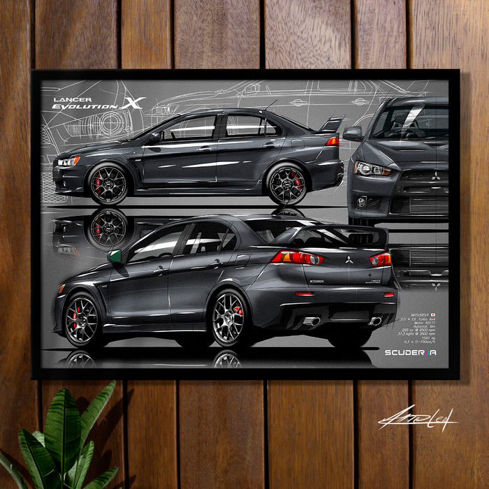 Miniatura: QUADRO DECORATIVO MITSUBISHI LANCER EVOLUTION X - COMPOSITION I