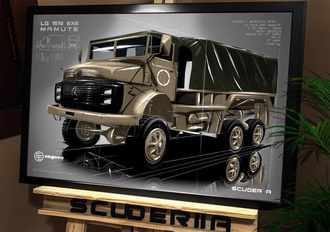 Miniatura: QUADRO DECORATIVO ENGESA LG 1519 6X6 "MAMUTE" - EXÉRCITO BRASILEIRO